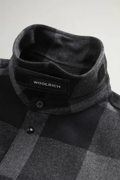 Bunda Woolrich Alaskan Wool Check Overshirt Charcoal Buffalo