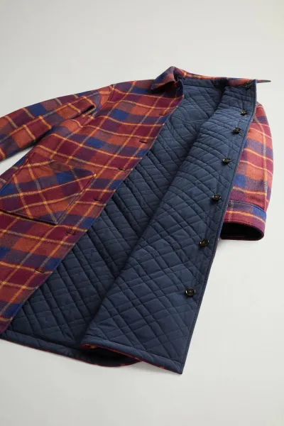 Kabát Woolrich Compact Wool Overcoat Syrah Check