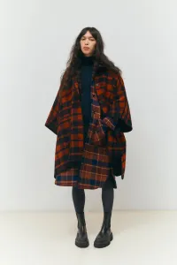 Pončo Woolrich Blanket Cape Red Check
