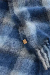Šál Woolrich Hooded Wool Cape Scarf Blue Check