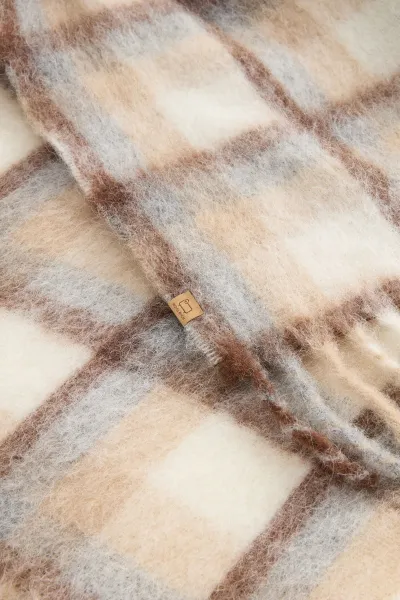 Šál Woolrich Hooded Wool Cape Scarf Cream Check