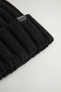 Čapica Woolrich Beanie Cashmere Pom Pom Black