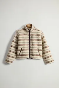 Mikina Woolrich Curly Sherpa Sweatshirt Milky Cream Stripe