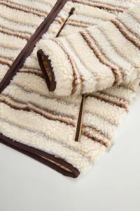 Mikina Woolrich Curly Sherpa Sweatshirt Milky Cream Stripe