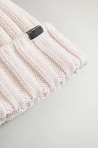 Čapica Woolrich Beanie Cashmere Pom Pom Milky Cream