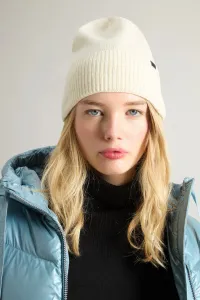 Čapica Woolrich Cashmere Ribbed Beanie Milky Cream