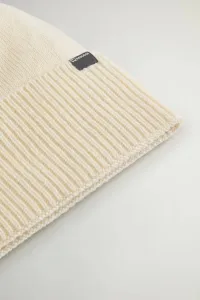 Čapica Woolrich Cashmere Ribbed Beanie Milky Cream