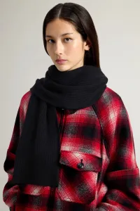 Šál Woolrich Cashmere Ribbed Scarf Black
