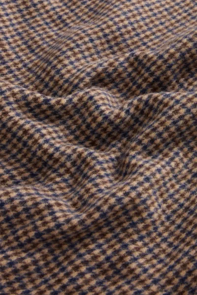 Pončo Woolrich Plaid Logo Cape Beige Pied De Poule
