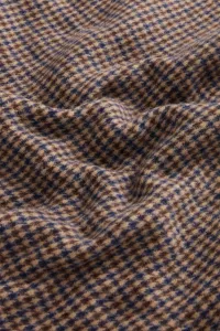 Pončo Woolrich Plaid Logo Cape Beige Pied De Poule