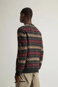 Sveter Woolrich Merinos Fairisle Crewneck Charcoal Rust