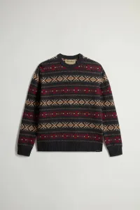 Sveter Woolrich Merinos Fairisle Crewneck Charcoal Rust
