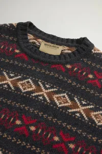 Sveter Woolrich Merinos Fairisle Crewneck Charcoal Rust