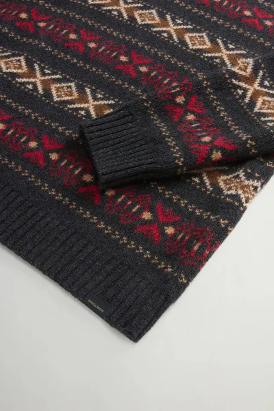 Sveter Woolrich Merinos Fairisle Crewneck Charcoal Rust