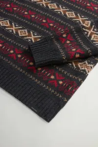 Sveter Woolrich Merinos Fairisle Crewneck Charcoal Rust