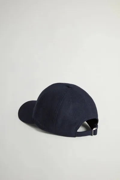 Šiltovka Woolrich Solid Wool Baseball Cap Melton Blue