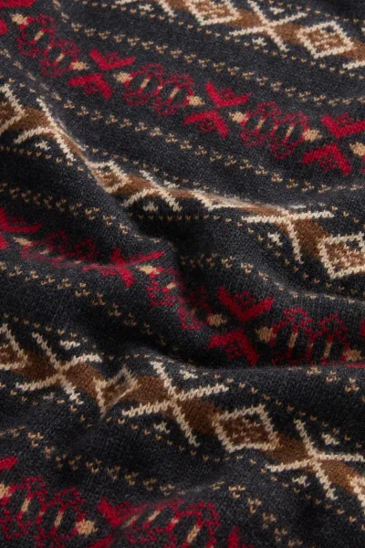 Sveter Woolrich Merinos Fairisle Crewneck Charcoal Rust