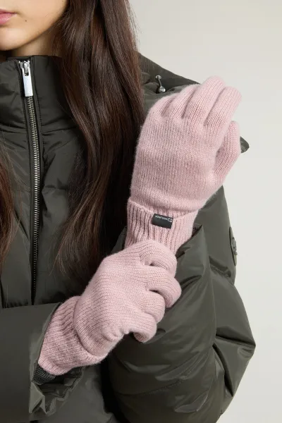 Rukavice Woolrich Cashmere Ribbed Gloves Woodrose