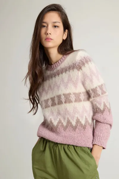 Sveter Woolrich Aztec Sweater Cognac