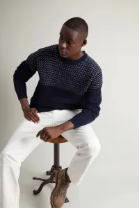 Sveter Woolrich Birdeye Crewneck Melton Blue Half Birdeye