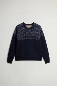 Sveter Woolrich Birdeye Crewneck Melton Blue Half Birdeye