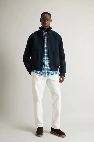 Bunda Woolrich Melton Wool Bomber Melton Blue