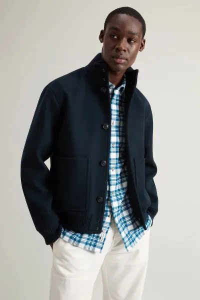 Bunda Woolrich Melton Wool Bomber Melton Blue