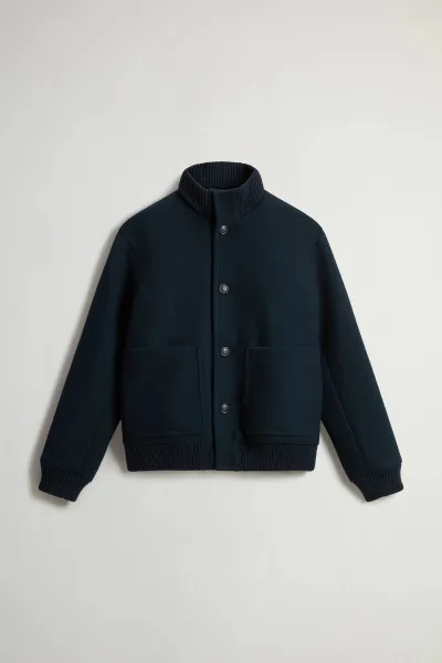 Bunda Woolrich Melton Wool Bomber Melton Blue