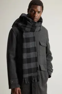 Šál Woolrich Wool Buffalo Check Scarf Charcoal Buffalo