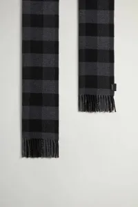Šál Woolrich Wool Buffalo Check Scarf Charcoal Buffalo