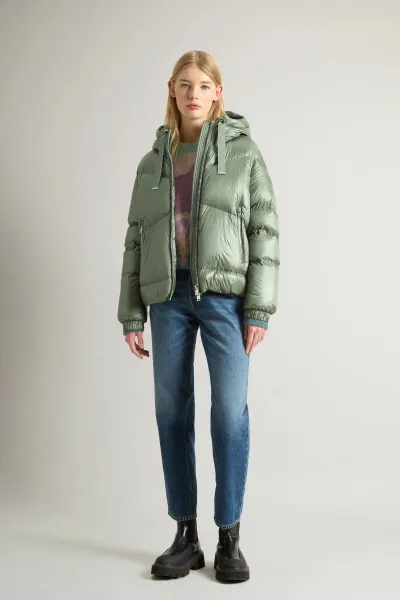 Bunda Woolrich Aliquippa Short Puffer Jacket Tundra Grey