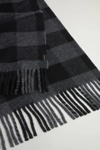 Šál Woolrich Wool Buffalo Check Scarf Charcoal Buffalo