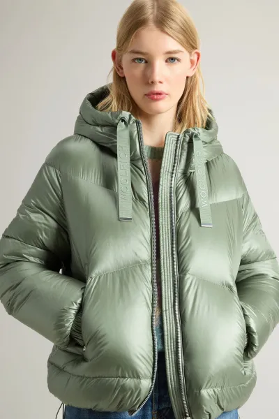 Bunda Woolrich Aliquippa Short Puffer Jacket Tundra Grey
