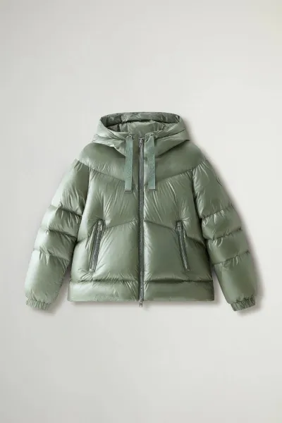 Bunda Woolrich Aliquippa Short Puffer Jacket Tundra Grey