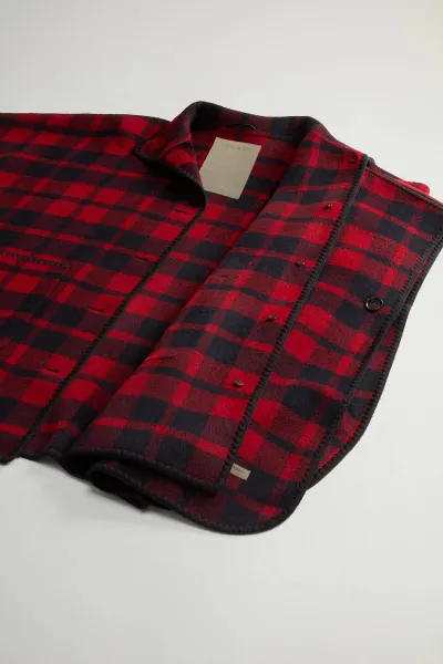 Pončo Woolrich Blanket Cape Red Check