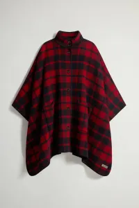 Pončo Woolrich Blanket Cape Red Check