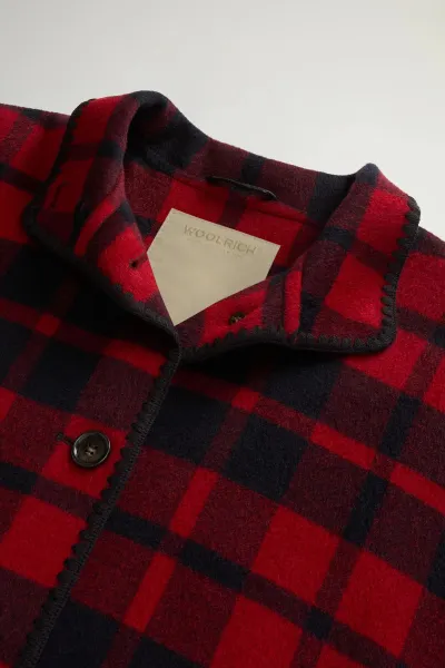 Pončo Woolrich Blanket Cape Red Check