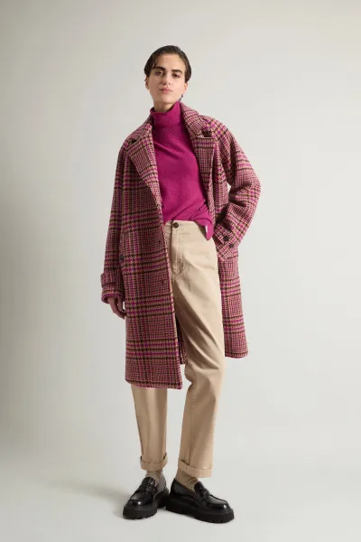 Kabát Woolrich Soft Brush Coat Winetasting Pied De Poule
