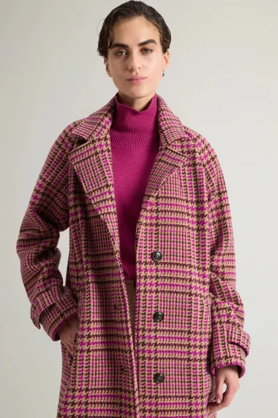Kabát Woolrich Soft Brush Coat Winetasting Pied De Poule