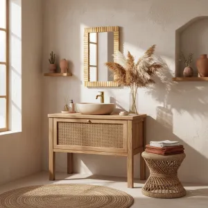 Tutumi Nástenné drevené zrkadlo BOHO 55x35 cm prírodné