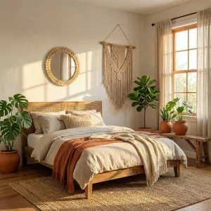 Tutumi Okrúhle nástenné zrkadlo BOHO 36 cm prírodné