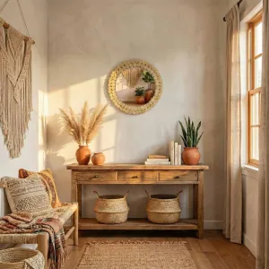 Tutumi Okrúhle nástenné zrkadlo BOHO 36 cm prírodné