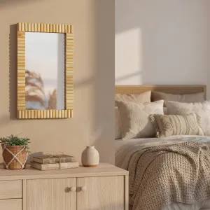Tutumi Nástenné drevené zrkadlo BOHO 55x35 cm prírodné