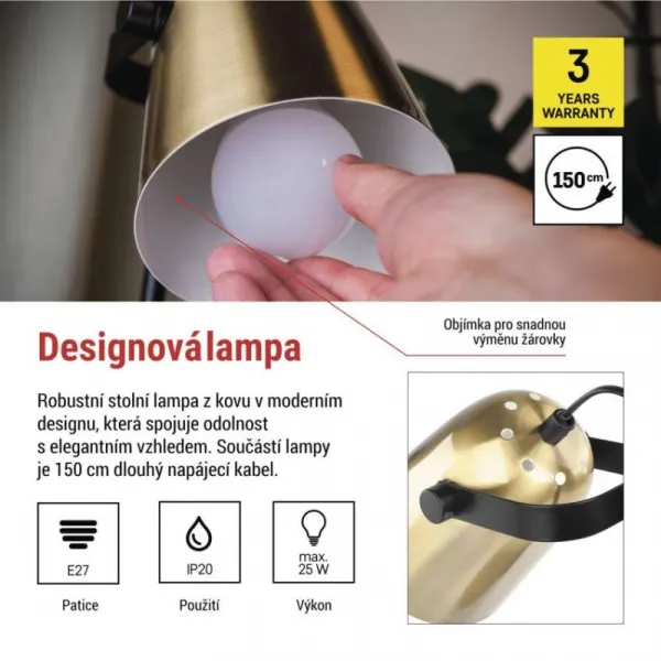 EMOS Stolní lampa Nina zlatá