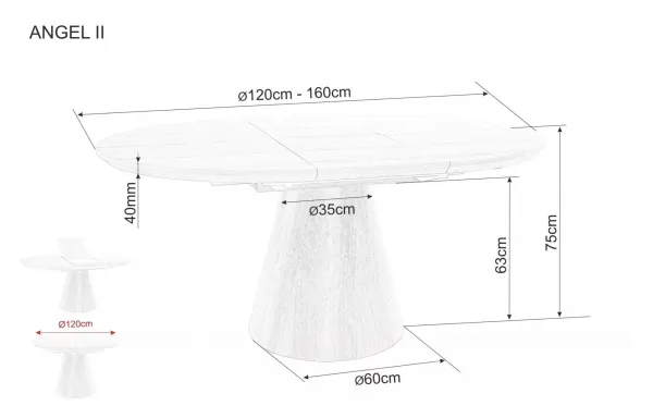 Signal Rozkládací jídelní stůl Angel 120/160 cm šedý mramor/černý