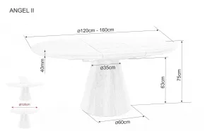 Signal Rozkládací jídelní stůl Angel 120/160 cm šedý mramor/černý
