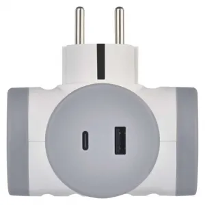 EMOS Rozbočovací zásuvka se 2 USB porty Declan bílá/šedá