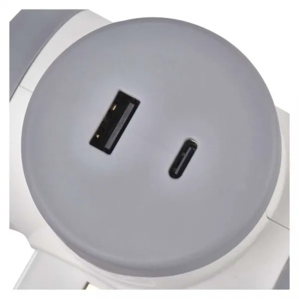 EMOS Rozbočovací zásuvka se 2 USB porty Declan bílá/šedá