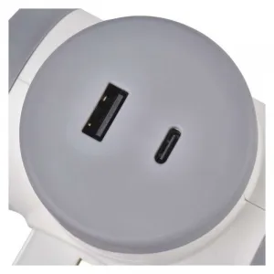 EMOS Rozbočovací zásuvka se 2 USB porty Declan bílá/šedá
