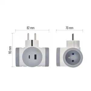 EMOS Rozbočovací zásuvka se 2 USB porty Declan bílá/šedá